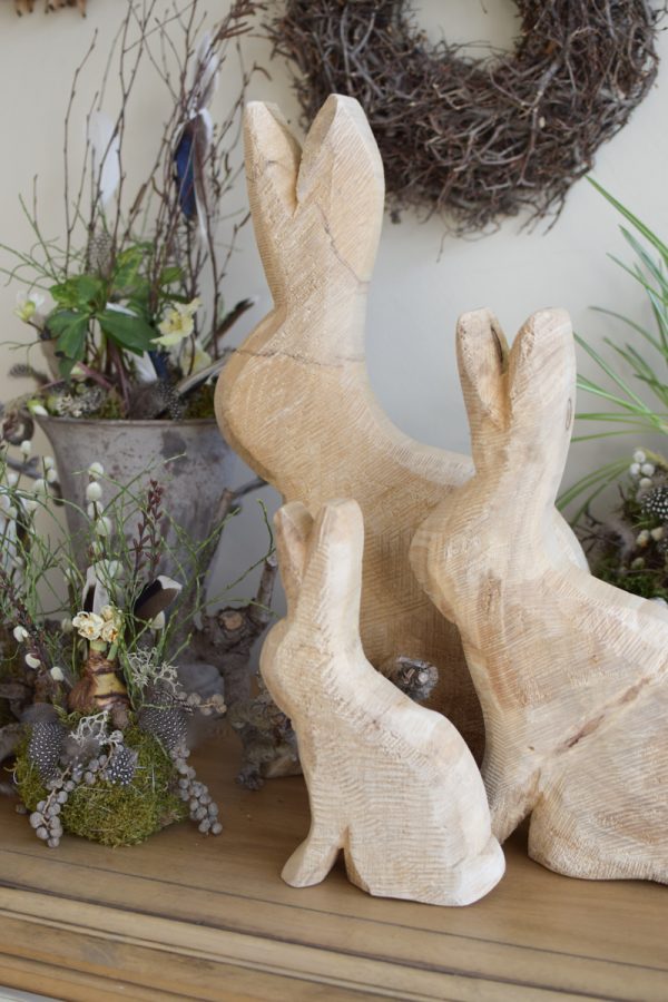 Hase Holzhase Osterhase Vollholz Pappel Pappelholz Pappelhase naturhase dekohase handarbeit osterdeko deko natur dekoidee holzdeko naturdeko im Mrs Greenery Shop bestellen kaufen