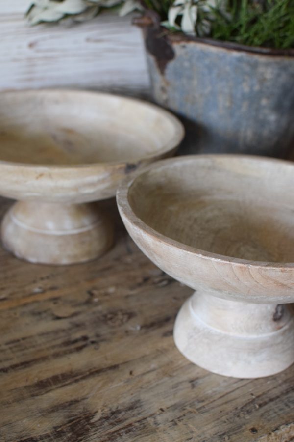 Holzschale mit Fuß Fuss. Schale aus Holz Natur Naturholz Dekoschale Dekoidee im Mrs Greenery Shop bestellen