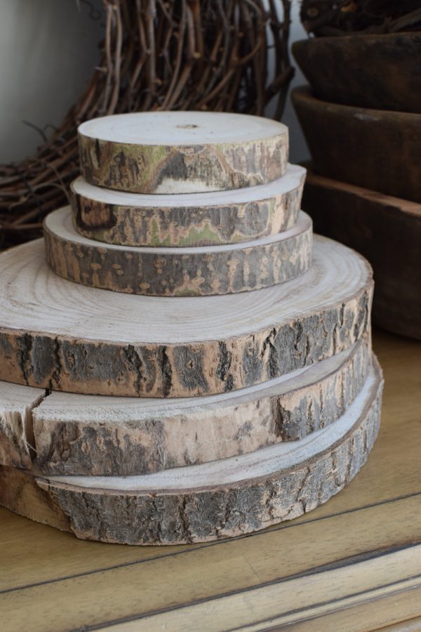 Holzscheibe Baumscheibe Dekoscheibe Holz mit Baumrinde Naturdeko im Mrs Greenery Shop bestellen kaufen