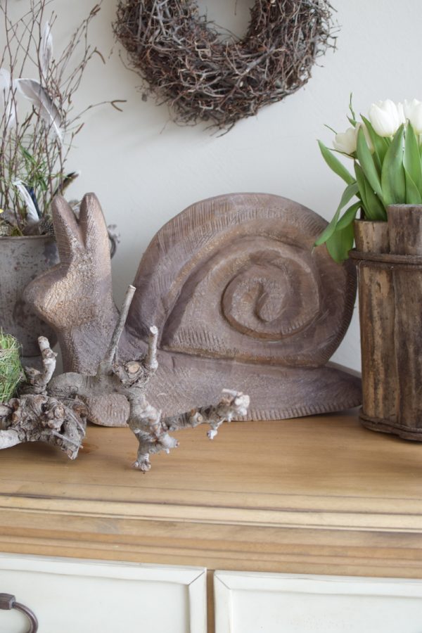Holzschnecke Schnecke Dekoschnecke grau Holzdeko Naturdeko Holz im Mrs Greenery Shop bestellen kaufen