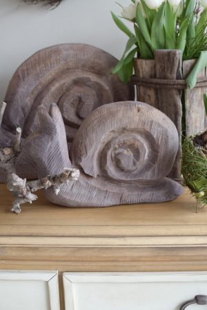 Holzschnecke Schnecke Dekoschnecke grau Holzdeko Naturdeko Holz im Mrs Greenery Shop bestellen kaufen