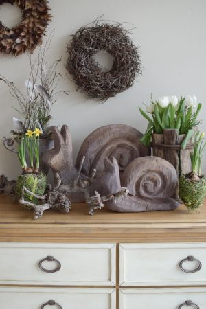 Holzschnecke Schnecke Dekoschnecke grau Holzdeko Naturdeko Holz im Mrs Greenery Shop bestellen kaufen
