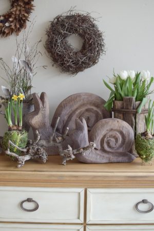 Holzschnecke Schnecke Dekoschnecke grau Holzdeko Naturdeko Holz im Mrs Greenery Shop bestellen kaufen