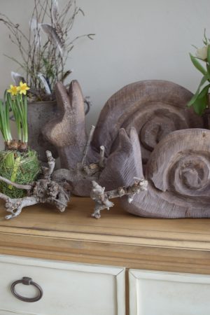 Holzschnecke Schnecke Dekoschnecke grau Holzdeko Naturdeko Holz im Mrs Greenery Shop bestellen kaufen