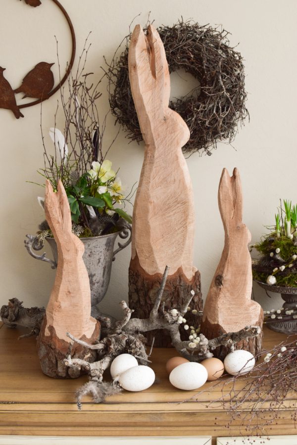 Hase Holzhase Osterhase Vollholz saegekunst unbehandelt naturhase dekohase handarbeit osterdeko deko dekoidee holzdeko naturdeko im Mrs Greenery Shop bestellen kaufen