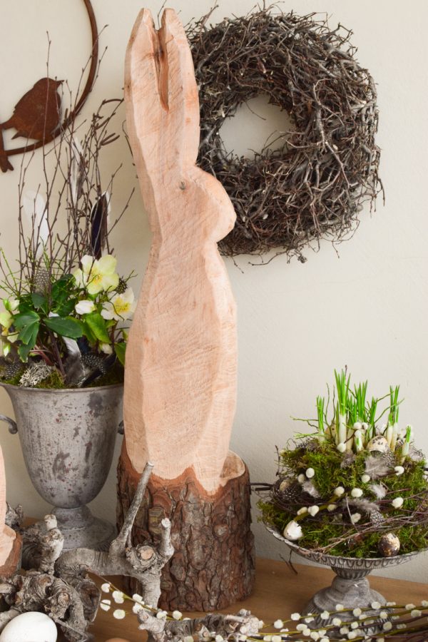 Hase Holzhase Osterhase Vollholz saegekunst unbehandelt naturhase dekohase handarbeit osterdeko deko dekoidee holzdeko naturdeko im Mrs Greenery Shop bestellen kaufen