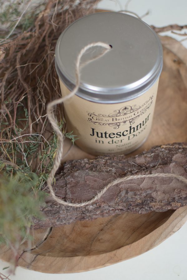Fadenspule Juteschnur in Dose Jute Garten Gartenarbeit Schnur im Mrs Greenery Shop kaufen bestellen Naturdeko Deko natürlich dekorieren