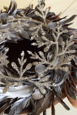 Kerzenhalter rund Kerzenstecker Adventskranz Federkranz Kranz Fertigkranz Dekokranz Federn im Mrs Greenery Shop bestellen kaufen Kranz Kränze