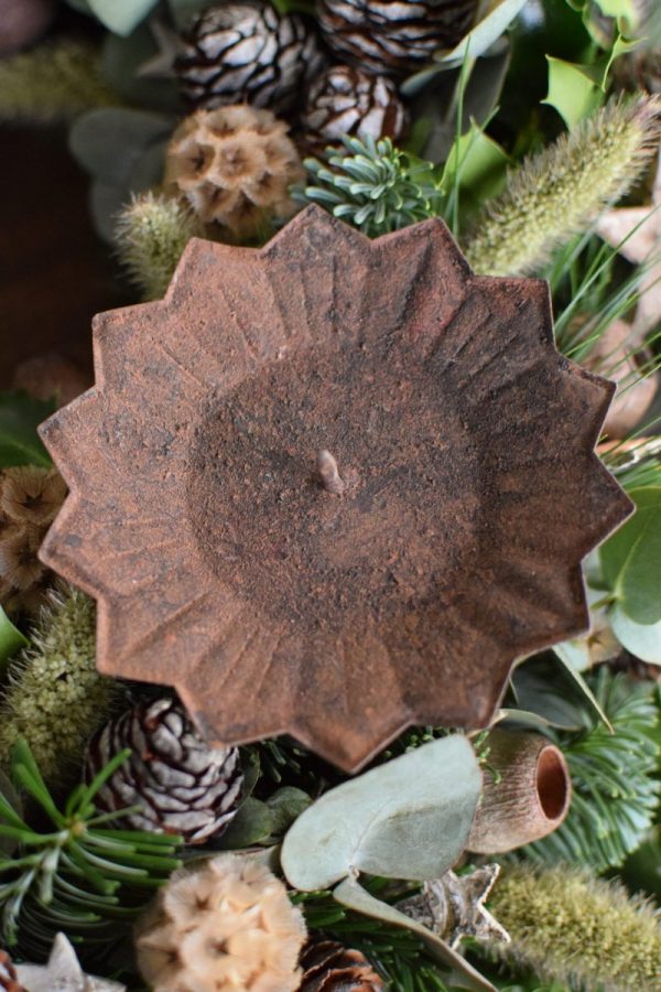 Kerzenhalter für deinen Adventskranz im Antik-Look in Vintage rost für Blockkerzen. Advent Weihnachten Adventsdeko Adventskranz Kerze