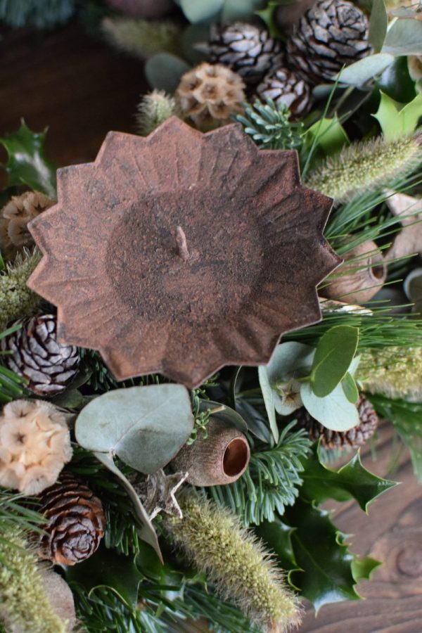 Kerzenhalter für deinen Adventskranz im Antik-Look in Vintage rost für Blockkerzen. Advent Weihnachten Adventsdeko Adventskranz Kerze