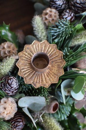 Kerzenhalter für deinen Adventskranz im Antik-Look in Vintage Gold für Stabkerzen. Advent Weihnachten Adventsdeko Adventskranz Kerze