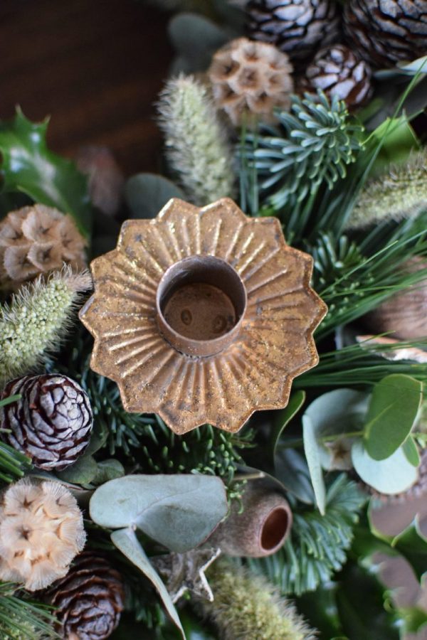 Kerzenhalter für deinen Adventskranz im Antik-Look in Vintage Gold für Stabkerzen. Advent Weihnachten Adventsdeko Adventskranz Kerze