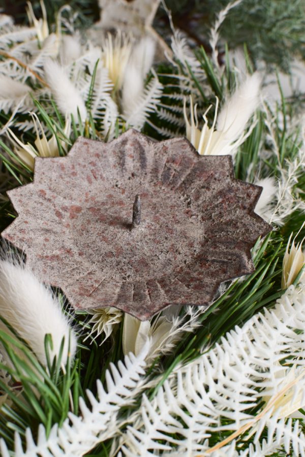 Kerzenhalter Stumpenkerzen Kerze Adventskranz Kerzenständer Metalldeko antik vintage Metalldeko Weihnachtsdeko Adventsdeko im Mrs Greenery Shop bestellen kaufen