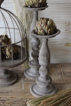 Kerzenständer Kerzenhalter Metall grau Vintage Metallalter für Kerzen Antik Tischdeko Mrs Greenery Shop