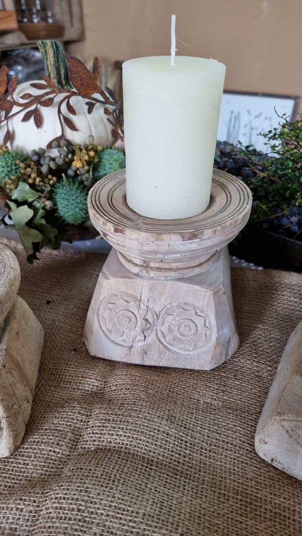kerzenhalter holz holzkerzenhalter stumpenkerzen holzdeko naturdeko im mrs greenery shop bestellen kaufen