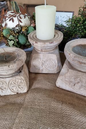 kerzenhalter holz holzkerzenhalter stumpenkerzen holzdeko naturdeko im mrs greenery shop bestellen kaufen