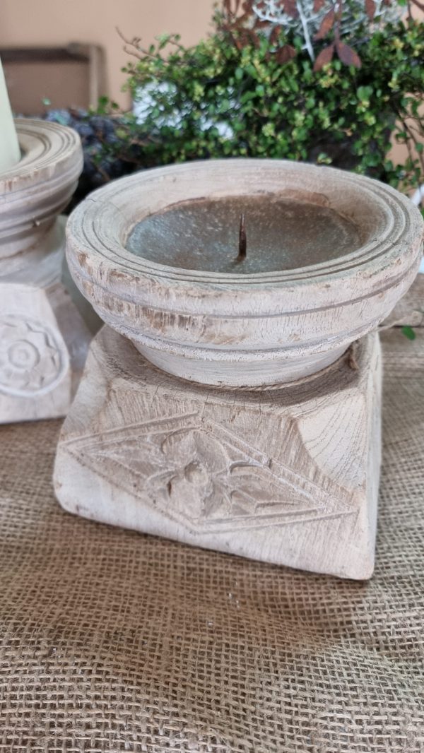 kerzenhalter holz holzkerzenhalter stumpenkerzen holzdeko naturdeko im mrs greenery shop bestellen kaufen