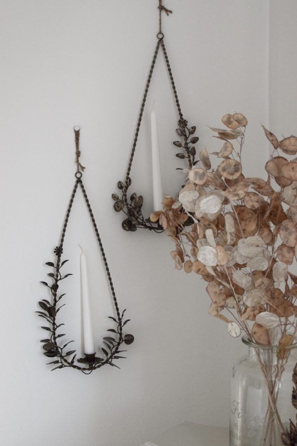 Floraler Kerzenhalter und Teelichthalter mit Metallring zum Aufhängen aus dem Mrs Greenery Shop