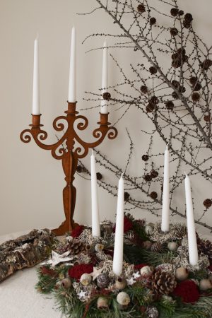 Kerzenständer Rost Antik Kerzenhalter Tisch dreiarmig im Mrs Greenery Shop bestellen