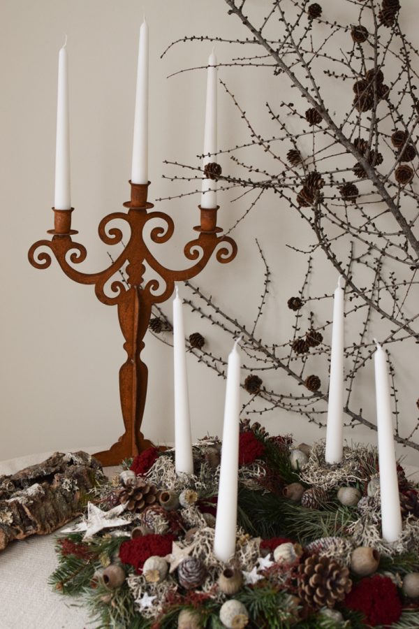 Kerzenständer Rost Antik Kerzenhalter Tisch dreiarmig im Mrs Greenery Shop bestellen