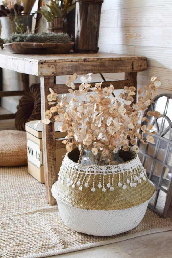 Korb mit Spitzenborte. Seegras Seegraskorb Dekokorb Aufbewahrungskorb Naturdeko Kreativ jetzt im Mrs Greenery Shop bestellen kaufen