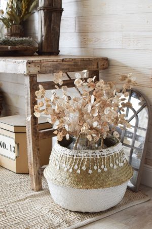 Korb mit Spitzenborte. Seegras Seegraskorb Dekokorb Aufbewahrungskorb Naturdeko Kreativ jetzt im Mrs Greenery Shop bestellen kaufen
