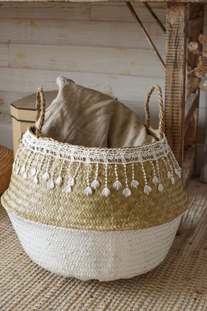 Korb mit Spitzenborte. Seegras Seegraskorb Dekokorb Aufbewahrungskorb Naturdeko Kreativ jetzt im Mrs Greenery Shop bestellen kaufen