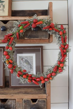 Zierpfeffer Pfeffer im Kreativ-set Kranzbinden Kranz Kränze selberbinden Dekopfeffer rot orange. Pfefferkranz Gewürzekranz Kranzbinden Kreativsein im Mrs Greenery Shop bestellen kaufen