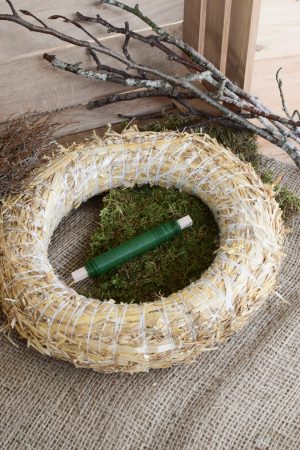 Kreativ Set Mooskranz binden mit Stroh-Rohling, Moos, Bindedraht, DIY
