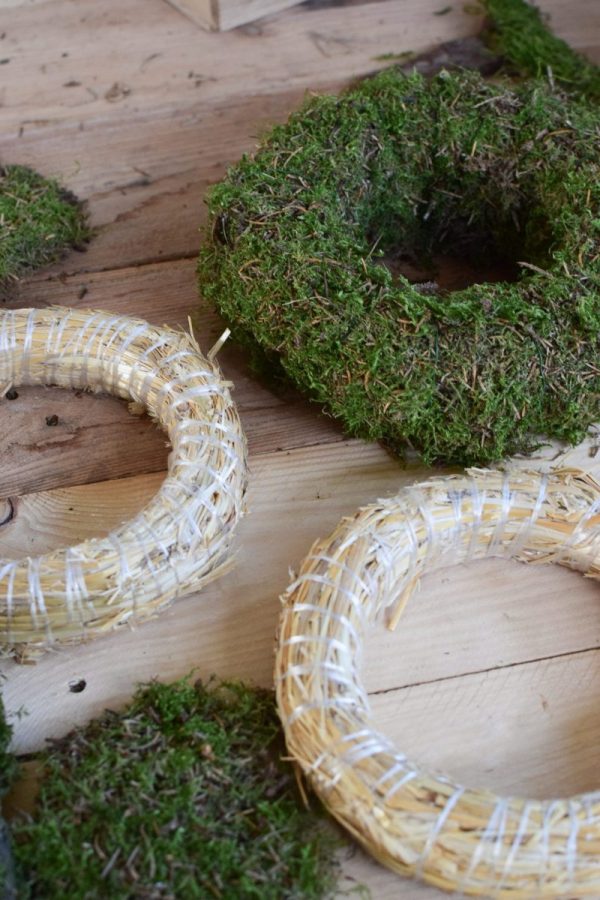 Kreativ Set Mooskränze binden mit Stroh-Rohling, Moos, Bindedraht, DIY Mini-Kränze