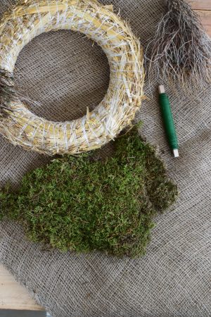 Kreativ Set Mooskranz binden mit Stroh-Rohling, Moos, Bindedraht, DIY