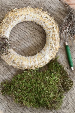 Kreativ Set Mooskranz binden mit Stroh-Rohling, Moos, Bindedraht, DIY