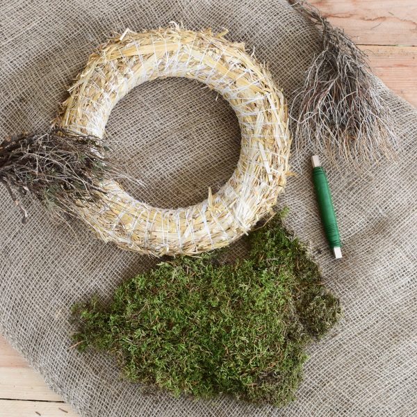 Kreativ Set Mooskranz binden mit Stroh-Rohling, Moos, Bindedraht, DIY