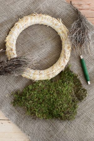 Kreativ Set Mooskranz binden mit Stroh-Rohling, Moos, Bindedraht, DIY