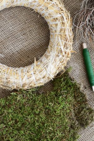 Kreativ Set Mooskranz binden mit Stroh-Rohling, Moos, Bindedraht, DIY