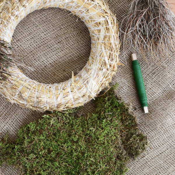 Kreativ Set Mooskranz binden mit Stroh-Rohling, Moos, Bindedraht, DIY