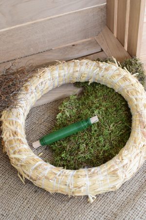 Kreativ Set Mooskranz binden mit Stroh-Rohling, Moos, Bindedraht, DIY