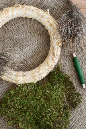 Kreativ Set Mooskranz binden mit Stroh-Rohling, Moos, Bindedraht, DIY
