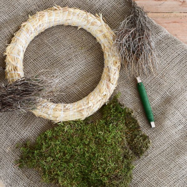 Kreativ Set Mooskranz binden mit Stroh-Rohling, Moos, Bindedraht, DIY