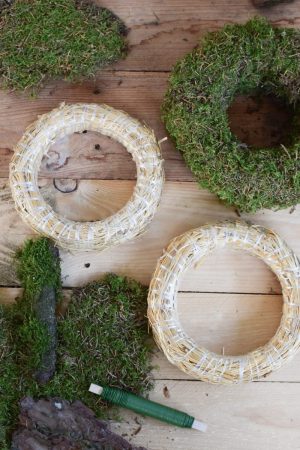 Kreativ Set Mooskränze binden mit Stroh-Rohling, Moos, Bindedraht, DIY Mini-Kränze