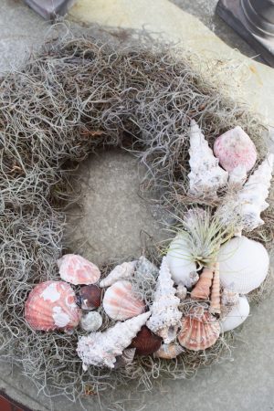 Muschelkranz mit Tillandsien binden. Sommerkranz Getreidekranz Herbstkranz inkl. Material Kränze selber machen aus getrockneten Blumen. Trockenblumenkranz, Kränze selbermachen DIY Selberbinden selbermachen