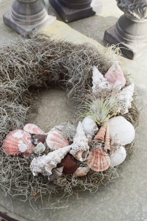 Muschelkranz mit Tillandsien binden. Sommerkranz Getreidekranz Herbstkranz inkl. Material Kränze selber machen aus getrockneten Blumen. Trockenblumenkranz, Kränze selbermachen DIY Selberbinden selbermachen