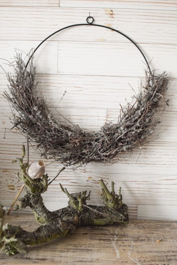 Loop Loopring mit Trockenblumen. Wilder Bonsai Bonsaiblätter getrocknet Ring zum HHängen Trockenblumen im Mrs Greenery Shop bestellen kaufen Naturdeko kreativ