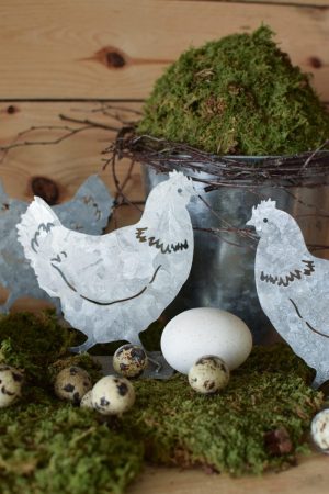 Metallhuhn Huhn Metalldeko Osterdeko Frühlingsdeko Dekoidee Deko