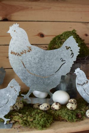Metallhuhn Huhn Metalldeko Osterdeko Frühlingsdeko Dekoidee Deko