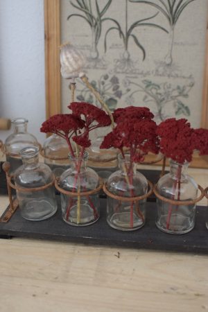 Dekotablett Tablett mit Glas Flaschen Dekoidee Deko mit Naturmaterialien im Mrs Greenery Shop kaufen bestellen Naturdeko Deko natürlich dekorieren