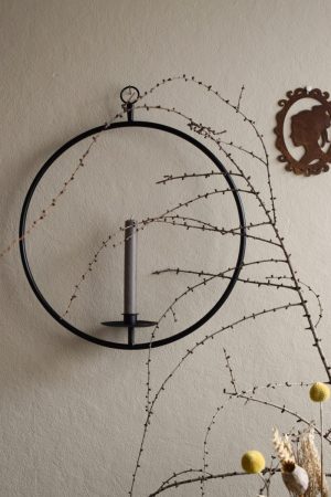 Metallring mit Kerzenhalter zum Hängen für Loopkränze. Perfekt für deine DIY Kränze Kranz Loop Kranzbinden selbermachen Metall schwarz Advent weihnachten