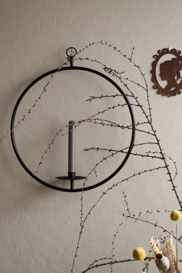 Metallring mit Kerzenhalter zum Hängen für Loopkränze. Perfekt für deine DIY Kränze Kranz Loop Kranzbinden selbermachen Metall schwarz Advent weihnachten