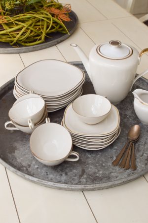 Großes rundes tablett silber metall Metalltablett Küche Tischdeko antik im Mrs Greenery Shop bestellen kaufen