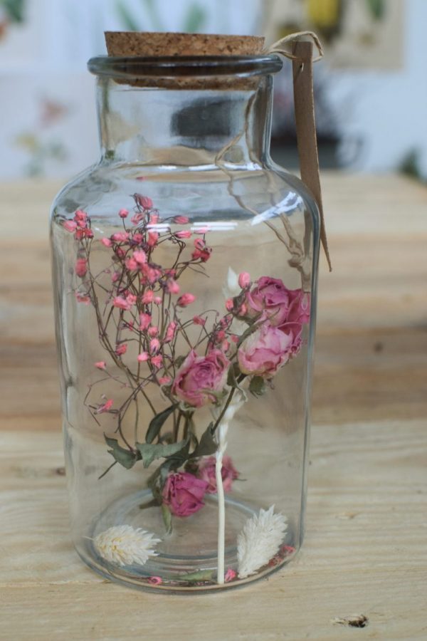 Naturdeko Glas Romantik mit Trockenblumen: getrockneten rosen deko dekoidee-geschenk vom Mrs Greenery Shop